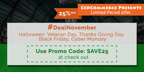Give Your E-commerce Store Multi-Channel Push this Festive Season (Thanksgiving Weekend) with CedCommerce 25% off on Multi-Channel Listing apps