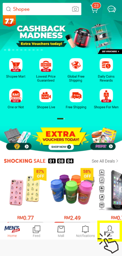 sell on shopee - app home page