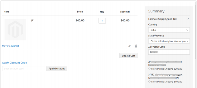 Store Pickup shipping method