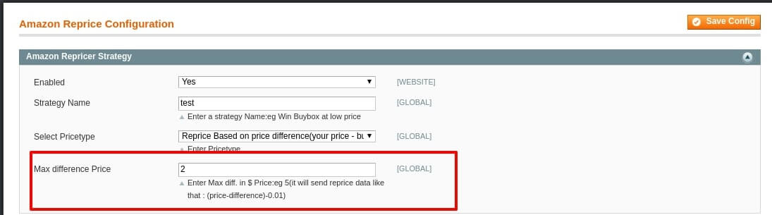amazon reprice configuration