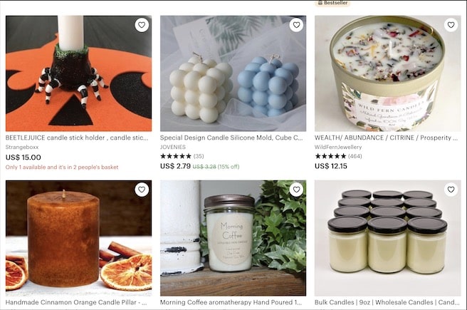 handmade candles on etsy