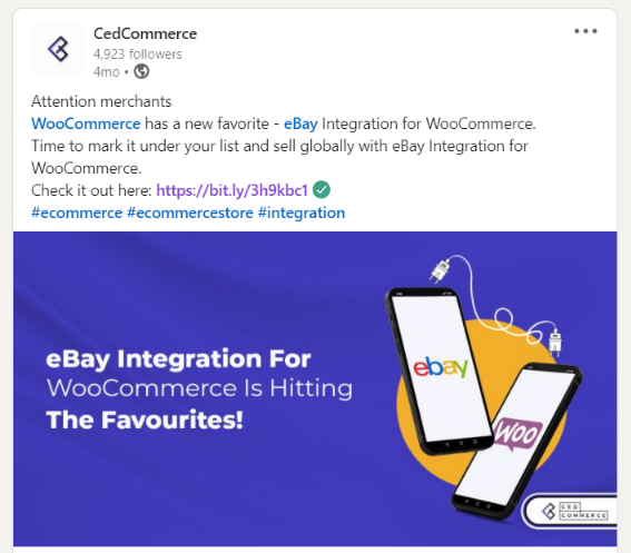 Social promotion for eBay Integration for WooCommerce. 