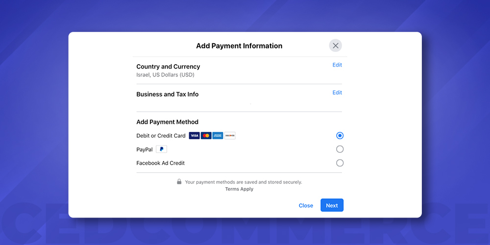 add payment information