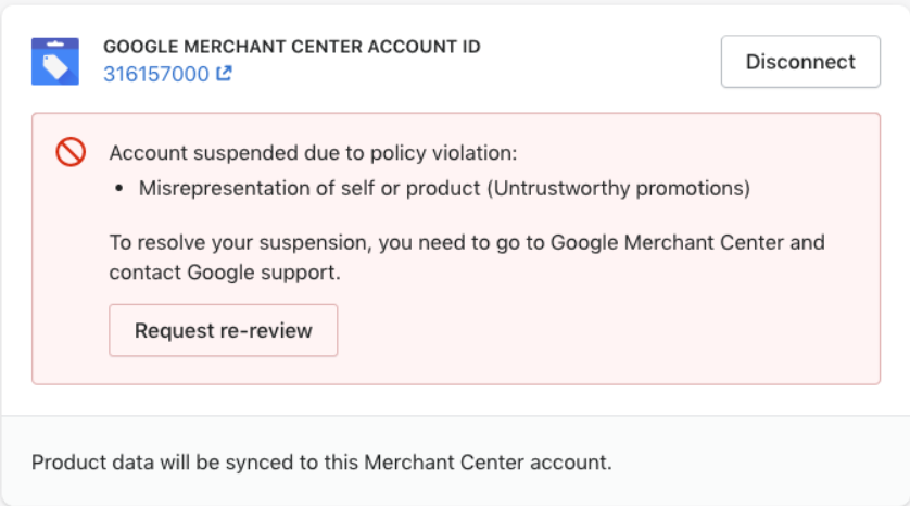 Google Merchant Center errors - Policy violations